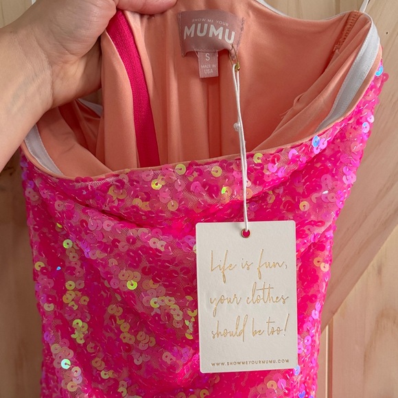 Show Me Your Mumu - On My Way Dress - Hot Pink Sequins - Size S - Picture 3 of 5